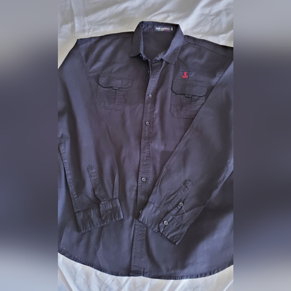 FREDD MARSHALL Men's Button Down Casual Pocket Jean Shirt L+ - Picture 2 of 7